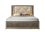 Skylar Full Bed w/Storage, LED, PU & Dark Champagne 25335F