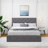 Queen size Upholstered Platform bed with a Hydraulic Storage System - Gray