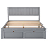 Full Size Platform Bed with Under-bed Drawers - Gray- by Lissie Lou