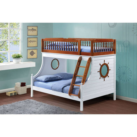 Farah Bunk Bed (Twin/Full) in Oak & White by Lissie Lou